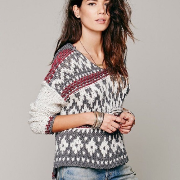 Free People Sweaters - Free People Fair-isle Hooded Oversized Sweater M